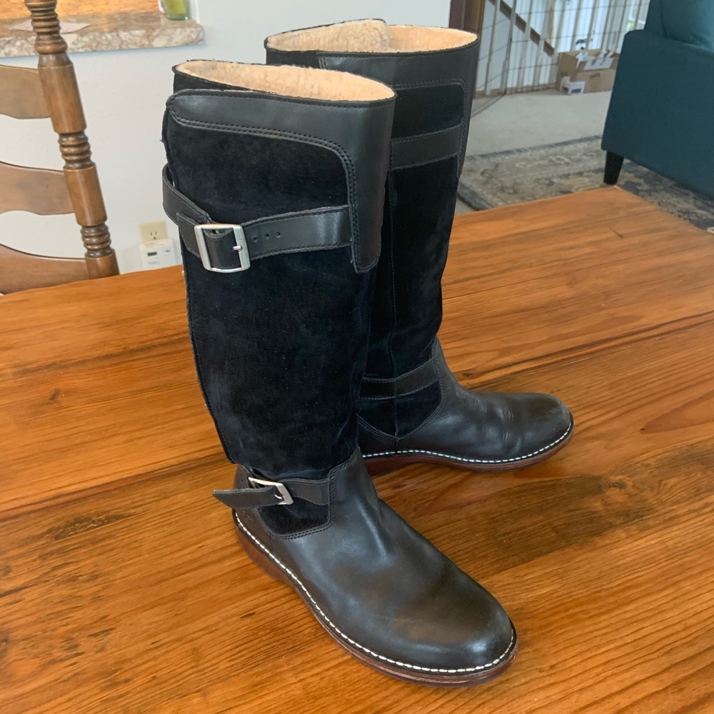 UGG Dunwich Leather and Suede Knee-high Boots